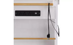 Isla de cocina con ruedas de 53 pulgadas con tablero abatible, tomacorriente, puerta y estante lateral, blanca