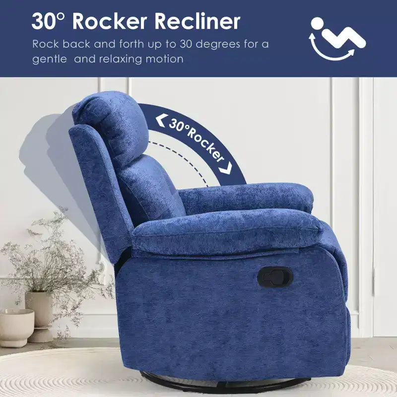 Sillón reclinable tapizado giratorio 360° moderno para sala de estar