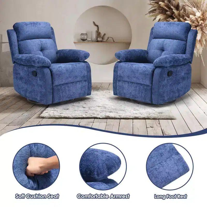 Sillón reclinable tapizado giratorio 360° moderno para sala de estar