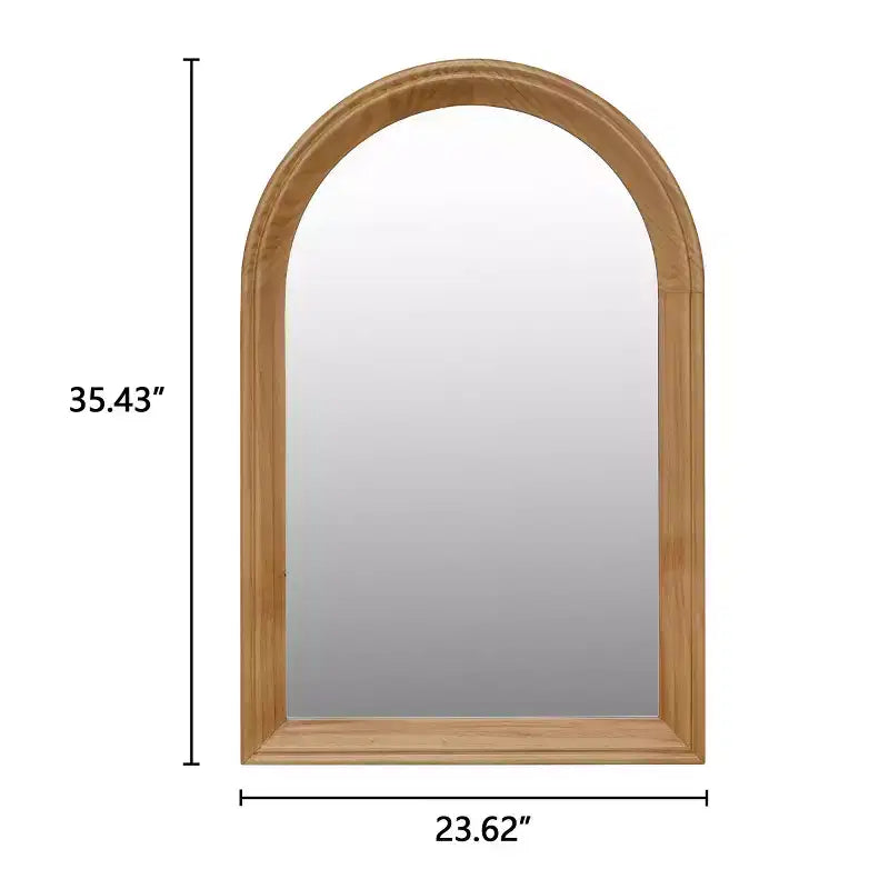 Espejo de pared arqueado con marco de madera, espejo decorativo rústico de 24 x 35 para baño, tocador, sala de estar-Panipeachy