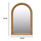 Espejo de pared arqueado con marco de madera, espejo decorativo rústico de 24 x 35 para baño, tocador, sala de estar-Panipeachy