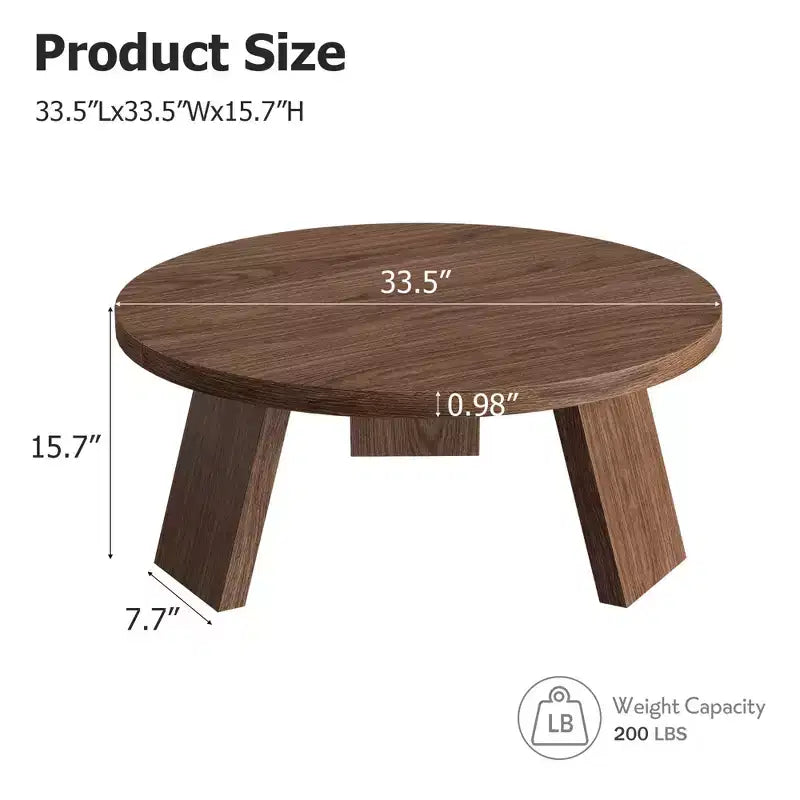 Mesa de centro redonda moderna de 33.5'', mesa auxiliar de madera, mesa auxiliar para sofá con patas inclinadas, mesa auxiliar de cóctel para sala de estar u oficina