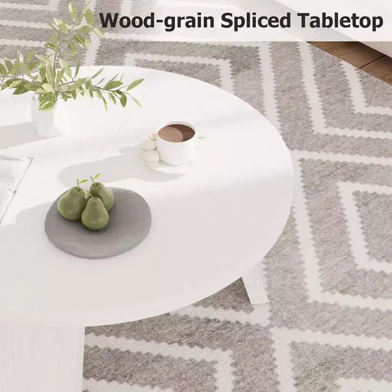 Mesa de centro redonda moderna de 33.5'', mesa auxiliar de madera, mesa auxiliar para sofá con patas inclinadas, mesa auxiliar de cóctel para sala de estar u oficina