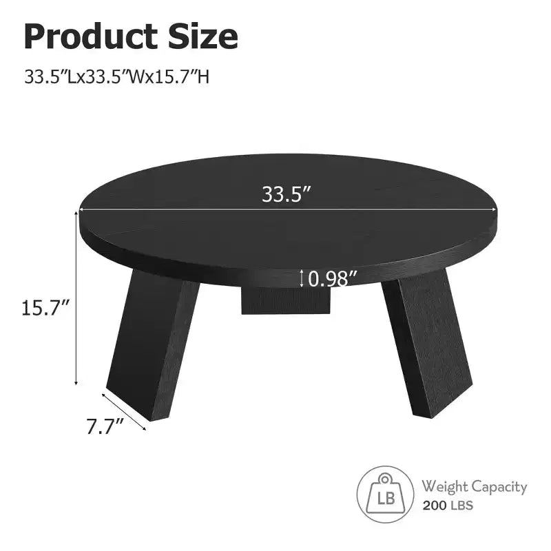 Mesa de centro redonda moderna de 33.5'', mesa auxiliar de madera, mesa auxiliar para sofá con patas inclinadas, mesa auxiliar de cóctel para sala de estar u oficina