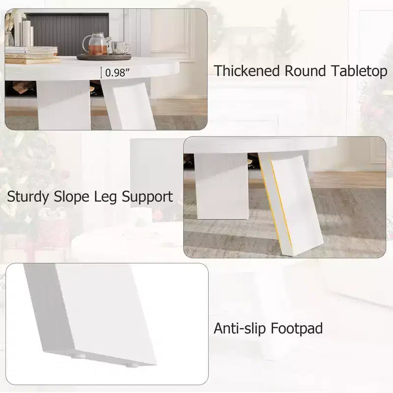 Mesa de centro redonda moderna de 33.5'', mesa auxiliar de madera, mesa auxiliar para sofá con patas inclinadas, mesa auxiliar de cóctel para sala de estar u oficina