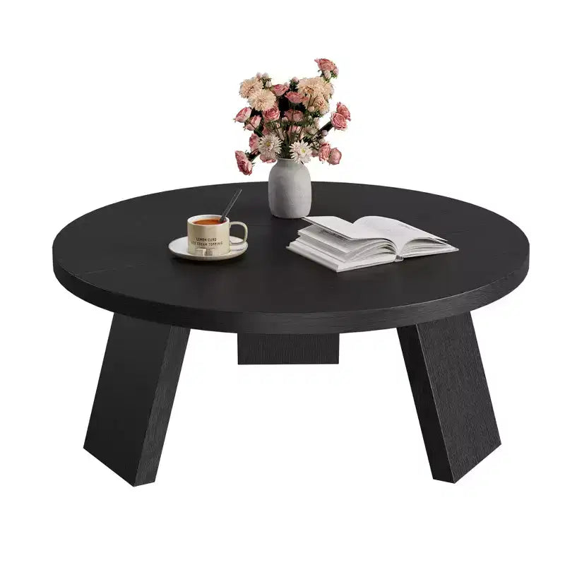 Mesa de centro redonda moderna de 33.5'', mesa auxiliar de madera, mesa auxiliar para sofá con patas inclinadas, mesa auxiliar de cóctel para sala de estar u oficina