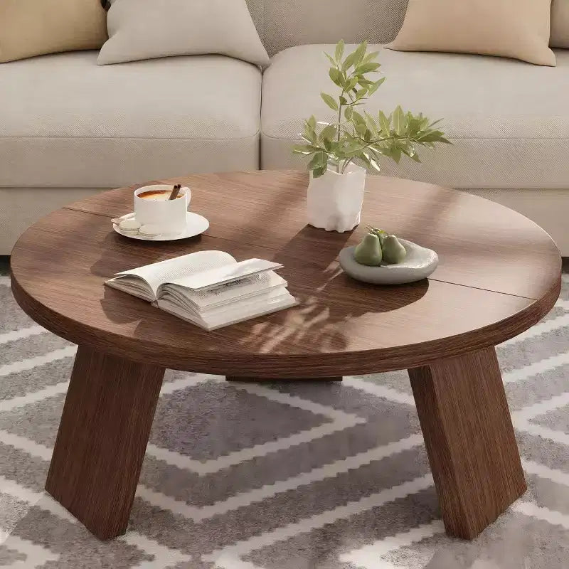 Mesa de centro redonda moderna de 33.5'', mesa auxiliar de madera, mesa auxiliar para sofá con patas inclinadas, mesa auxiliar de cóctel para sala de estar u oficina