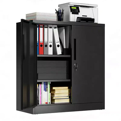 VIYET 35 2-Door Metal Storage Cabinet,Heavy-Duty Lockable Steel Cabinet w/ 2 Adjustable Shelves (Home/Office/Garage Organizer)