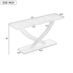Mesa de consola rústica moderna de 57'' para entrada, mesa estrecha para sofá con diseño de patas cruzadas