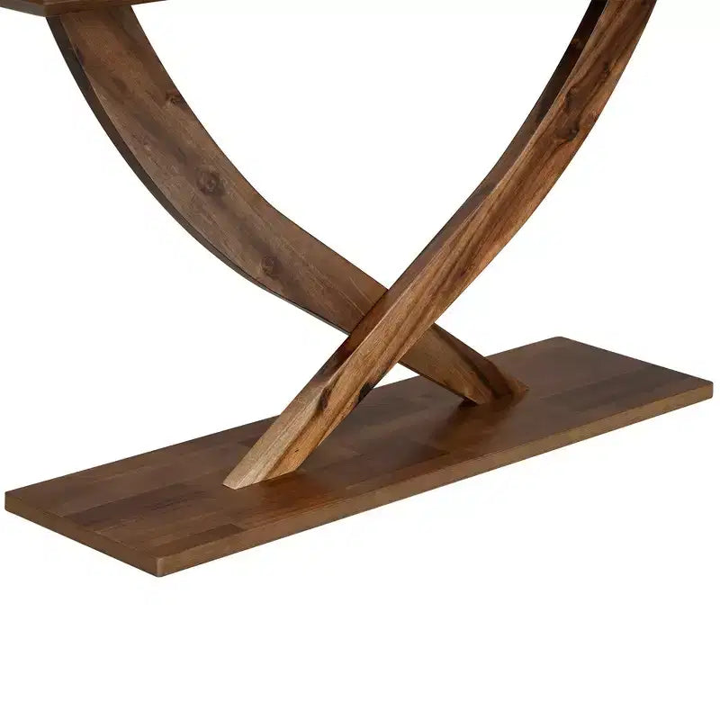 Mesa de consola rústica moderna de 57'' para entrada, mesa estrecha para sofá con diseño de patas cruzadas
