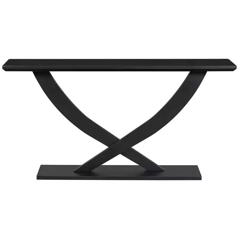 Mesa de consola rústica moderna de 57'' para entrada, mesa estrecha para sofá con diseño de patas cruzadas