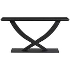 Mesa de consola rústica moderna de 57'' para entrada, mesa estrecha para sofá con diseño de patas cruzadas