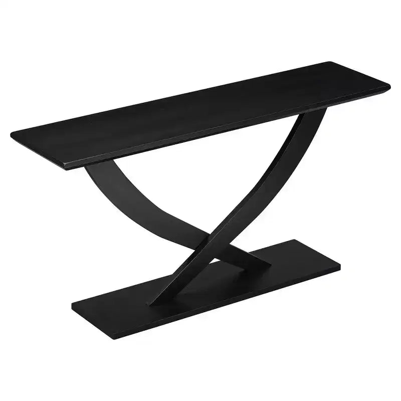 Mesa de consola rústica moderna de 57'' para entrada, mesa estrecha para sofá con diseño de patas cruzadas