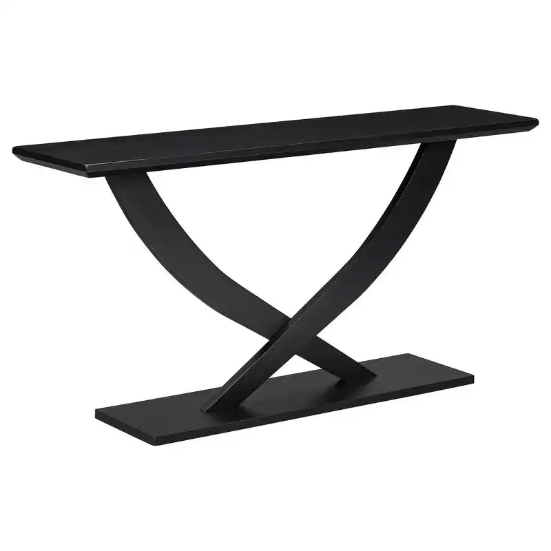 Mesa de consola rústica moderna de 57'' para entrada, mesa estrecha para sofá con diseño de patas cruzadas