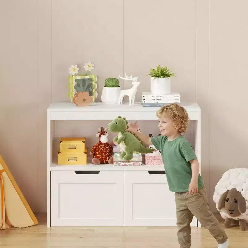Organizador de almacenamiento Armario de 8 compartimentos con cubos de juguete extraíbles, estantería de almacenamiento de 4 niveles y 2 armarios de almacenamiento para sala de juegos, dormitorio, habitación infantil