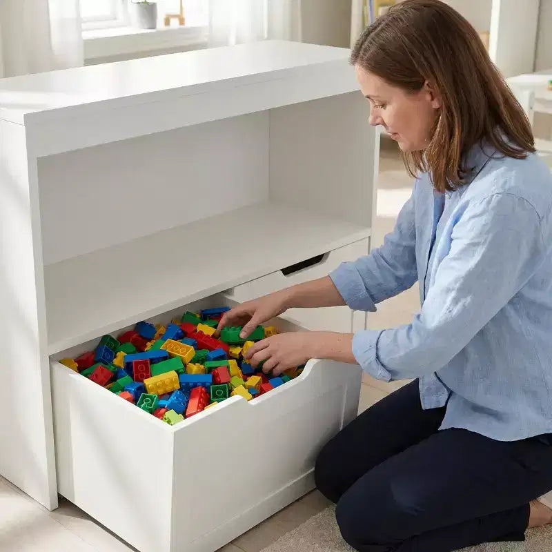 Organizador de almacenamiento Armario de 8 compartimentos con cubos de juguete extraíbles, estantería de almacenamiento de 4 niveles y 2 armarios de almacenamiento para sala de juegos, dormitorio, habitación infantil