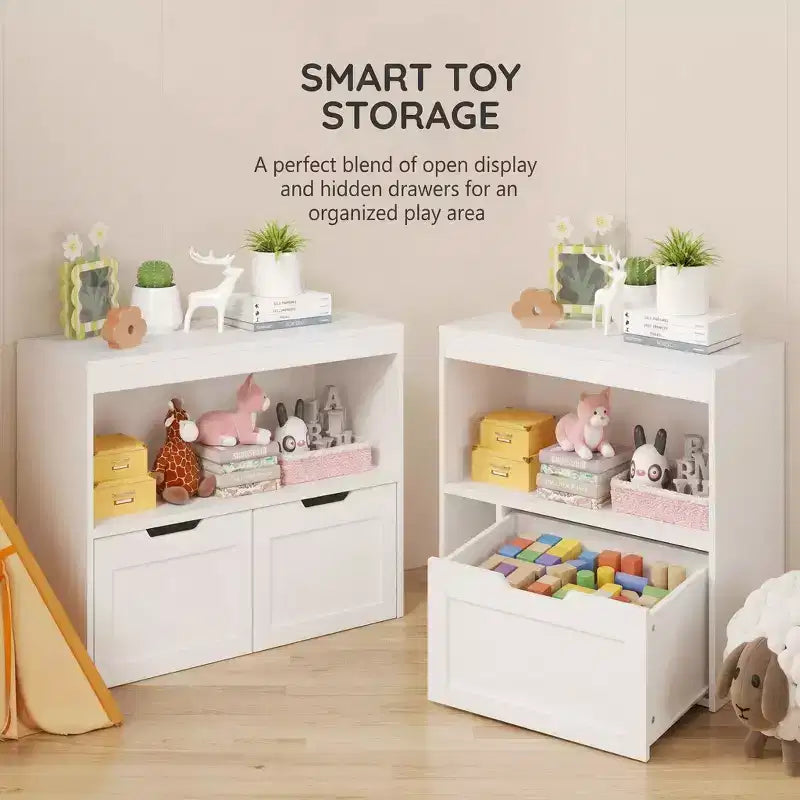 Organizador de almacenamiento Armario de 8 compartimentos con cubos de juguete extraíbles, estantería de almacenamiento de 4 niveles y 2 armarios de almacenamiento para sala de juegos, dormitorio, habitación infantil