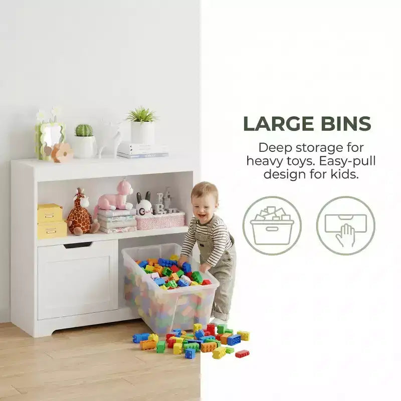 Organizador de almacenamiento Armario de 8 compartimentos con cubos de juguete extraíbles, estantería de almacenamiento de 4 niveles y 2 armarios de almacenamiento para sala de juegos, dormitorio, habitación infantil