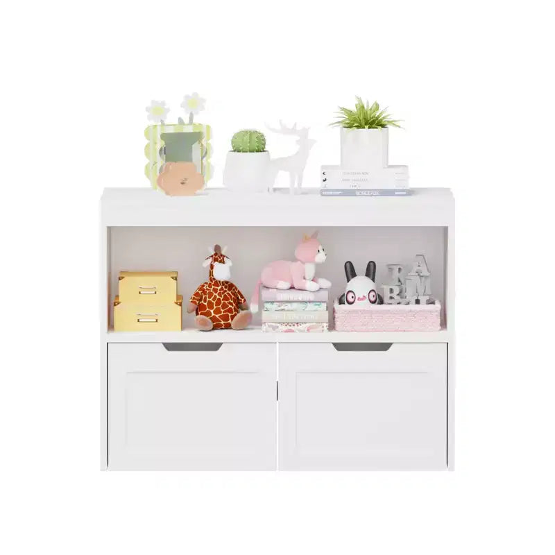 Organizador de almacenamiento Armario de 8 compartimentos con cubos de juguete extraíbles, estantería de almacenamiento de 4 niveles y 2 armarios de almacenamiento para sala de juegos, dormitorio, habitación infantil