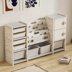 Organizador de almacenamiento Armario de 8 compartimentos con cubos de juguete extraíbles, estantería de almacenamiento de 4 niveles y 2 armarios de almacenamiento para sala de juegos, dormitorio, habitación infantil