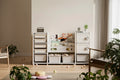 Storage Organizer 8 storage cabinet Removable Toy Bins, 4-Tier Book organizers Storage and 2 cabinet storage for Playroom, Bedroom, Kids Room