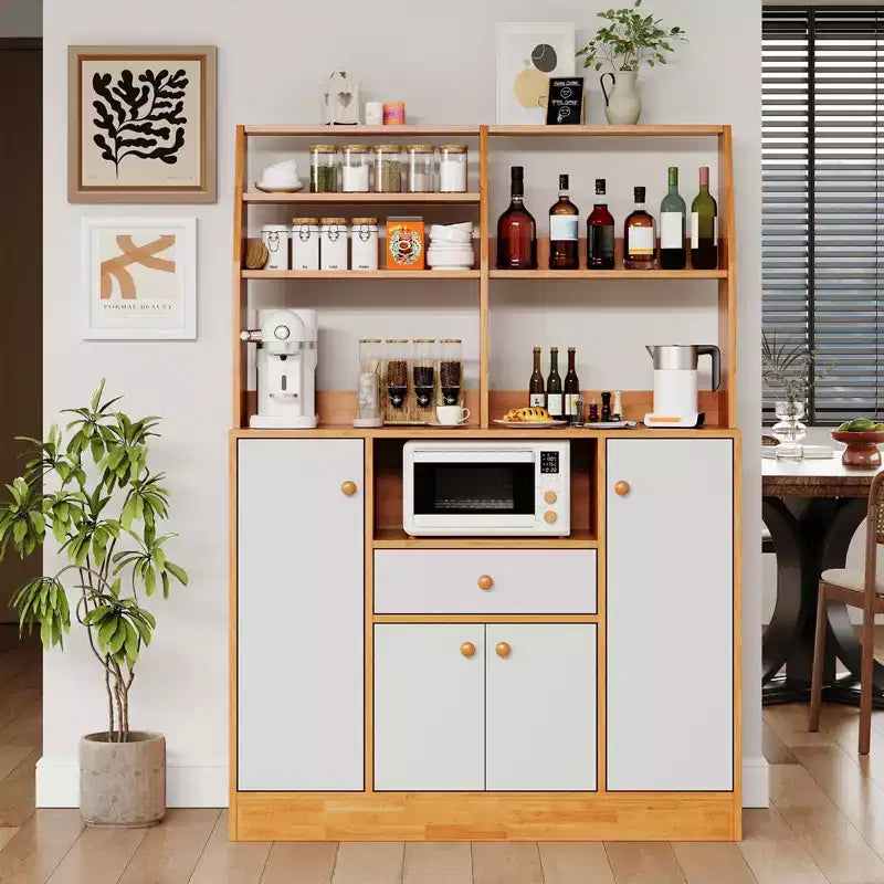 Aparador de madera, Mueble de cocina independiente, Armario grande para bar de café para recibidor, comedor y sala de estar
