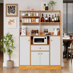 Aparador de madera, Mueble de cocina independiente, Armario grande para bar de café para recibidor, comedor y sala de estar