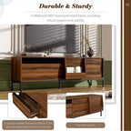 Mueble de TV moderno para televisores de hasta 75 pulgadas, centro de entretenimiento de madera de 70.8 pulgadas con almacenamiento y puerta corrediza, mesa consola multimedia para sala de estar o dormitorio