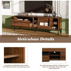 Mueble de TV moderno para televisores de hasta 75 pulgadas, centro de entretenimiento de madera de 70.8 pulgadas con almacenamiento y puerta corrediza, mesa consola multimedia para sala de estar o dormitorio