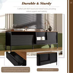 Mueble de TV moderno para televisores de hasta 75 pulgadas, centro de entretenimiento de madera de 70.8 pulgadas con almacenamiento y puerta corrediza, mesa consola multimedia para sala de estar o dormitorio