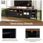Mueble de TV moderno para televisores de hasta 75 pulgadas, centro de entretenimiento de madera de 70.8 pulgadas con almacenamiento y puerta corrediza, mesa consola multimedia para sala de estar o dormitorio
