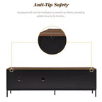 Mueble de TV moderno para televisores de hasta 75 pulgadas, centro de entretenimiento de madera de 70.8 pulgadas con almacenamiento y puerta corrediza, mesa consola multimedia para sala de estar o dormitorio