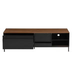 Mueble de TV moderno para televisores de hasta 75 pulgadas, centro de entretenimiento de madera de 70.8 pulgadas con almacenamiento y puerta corrediza, mesa consola multimedia para sala de estar o dormitorio