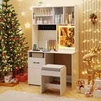 Tocador de 39.5'' con espejo, luces LED, tomas de corriente y estantes de brillo ajustable