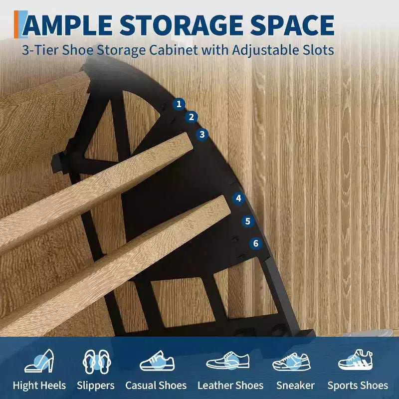 Zapatero Acanalado, Estantería Estrecha Independiente para Zapatos Organizador de Almacenamiento de Madera con Puerta Corredera y 2 Cajones y Estantes Ajustables para el Hogar