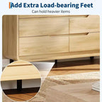 Cómoda de madera de 6 cajones con patas de metal y kit antivuelco, armario de almacenamiento con esquinas redondeadas