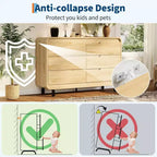 Cómoda de madera de 6 cajones con patas de metal y kit antivuelco, armario de almacenamiento con esquinas redondeadas