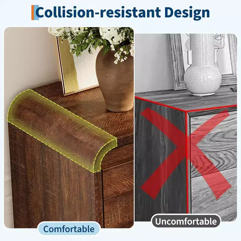 Cómoda de madera de 6 cajones con patas de metal y kit antivuelco, armario de almacenamiento con esquinas redondeadas