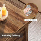 Isla de cocina de 55 pulgadas con almacenamiento, mesa de bar estacionaria de madera de 3 niveles, marrón rústico