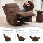 Reclinable balancín giratorio 360° de gran tamaño con masaje y calor - Sillón ergonómico con portavasos y bolsillos laterales para sala de estar, cuarto de bebé