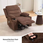 Reclinable balancín giratorio 360° de gran tamaño con masaje y calor - Sillón ergonómico con portavasos y bolsillos laterales para sala de estar, cuarto de bebé