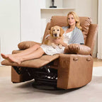Reclinable balancín giratorio 360° de gran tamaño con masaje y calor - Sillón ergonómico con portavasos y bolsillos laterales para sala de estar, cuarto de bebé