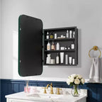 Gabinete para Medicinas de 19.5 x 29.64 Pulgadas, con Espejo y Marco de Hierro Forjado Blanco Rectangular Redondeado, Gabinete con Espejo Montado en la Pared para Baño