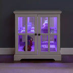 Vitrina LED Antigua con Puertas de Cristal, Estantes Ajustables y Control Remoto para Exhibición Vintage