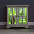 Vitrina LED Antigua con Puertas de Cristal, Estantes Ajustables y Control Remoto para Exhibición Vintage