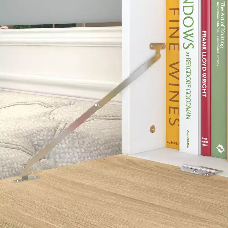 Estantería y expositor de pared con escritorio abatible oculto e iluminación LED, blanco