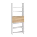 Estantería y expositor de pared con escritorio abatible oculto e iluminación LED, blanco
