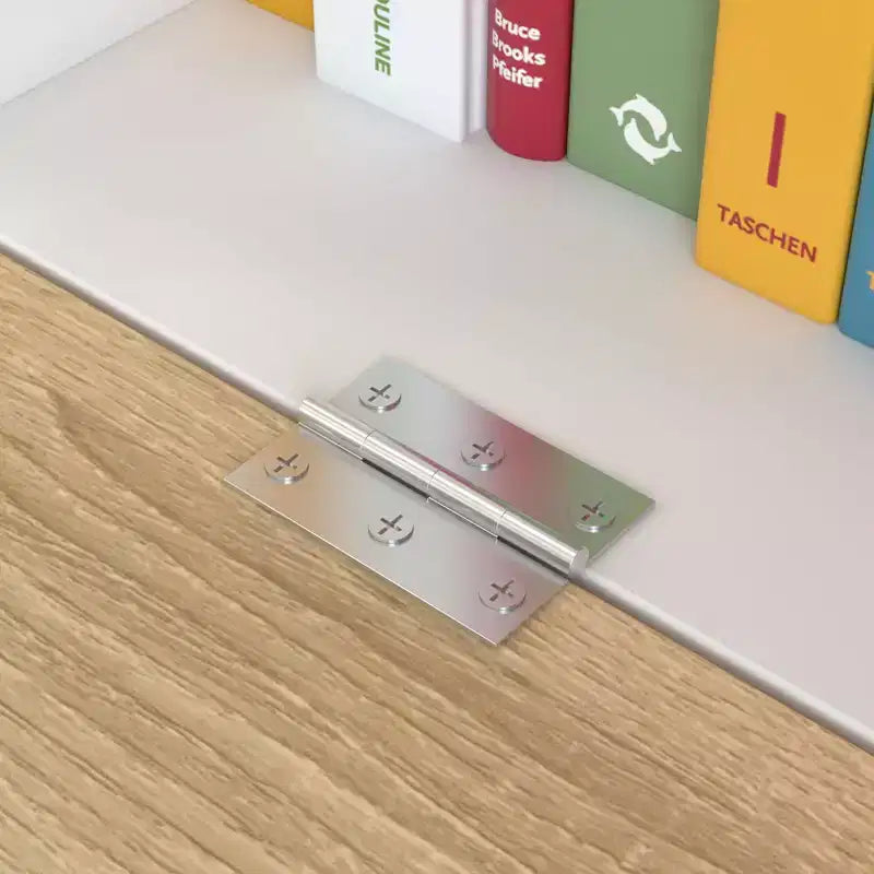Estantería y expositor de pared con escritorio abatible oculto e iluminación LED, blanco