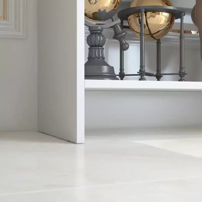 Estantería y expositor de pared con escritorio abatible oculto e iluminación LED, blanco