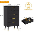 Cómoda para dormitorio, cómoda de almacenamiento moderna acanalada de 4 cajones, mesita de noche organizadora de armario pequeña